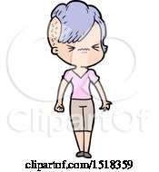 Cartoon Annoyed Hipster Girl