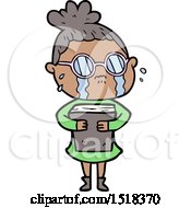 Cartoon Crying Woman Wearing Spectacles