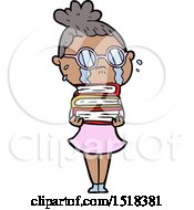 Cartoon Crying Woman Wearing Spectacles