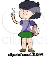 Cartoon Girl With Books