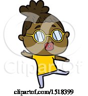 Cartoon Woman Dancing Wearing Spectacles