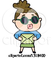 Cartoon Woman Wearing Sunglasses