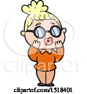 Cartoon Woman Wearing Spectacles