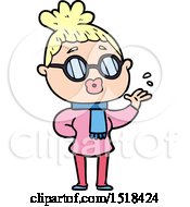 Cartoon Woman Wearing Spectacles