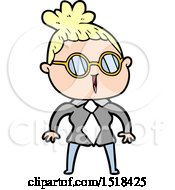 Cartoon Woman Wearing Spectacles