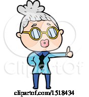 Cartoon Woman Wearing Spectacles