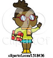 Cartoon Woman Wearing Spectacles