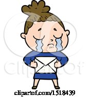 Cartoon Crying Woman With Letter