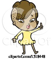 Cartoon Surprised Girl Pointing