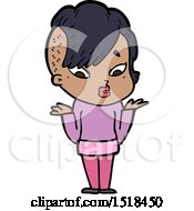 Cartoon Surprised Girl Shrugging