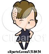 Cartoon Squinting Girl In Dress