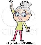 Cartoon Dancing Woman Wearing Spectacles