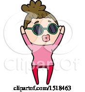 Cartoon Woman Wearing Sunglasses