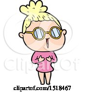 Cartoon Woman Wearing Spectacles