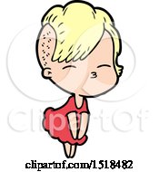 Cartoon Squinting Girl In Dress