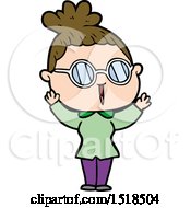 Cartoon Woman Wearing Spectacles