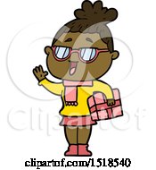 Cartoon Happy Woman Wearing Spectacles