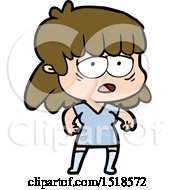 Cartoon Tired Woman