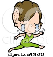 Cartoon Crying Girl Running