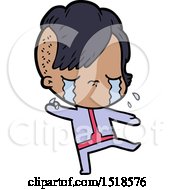 Cartoon Crying Girl Wearing Space Clothes