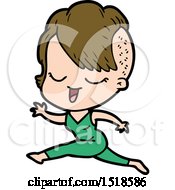 Happy Cartoon Girl Running