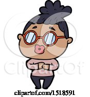 Cartoon Woman Wearing Spectacles