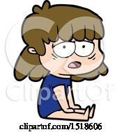 Cartoon Tired Woman