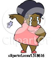 Cartoon Crying Woman Dropping Handkerchief