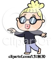 Cartoon Woman Wearing Spectacles