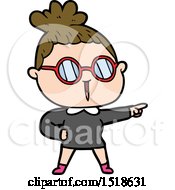 Cartoon Woman Wearing Spectacles