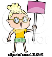 Cartoon Woman Wearing Spectacles