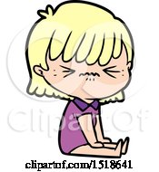 Annoyed Cartoon Girl Sitting