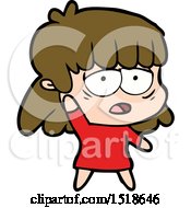 Cartoon Tired Woman Waving