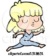 Cartoon Indifferent Woman Running