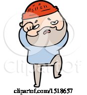 Cartoon Worried Man With Beard