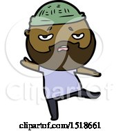 Cartoon Worried Man With Beard