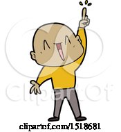 Happy Cartoon Bald Man With Great Idea