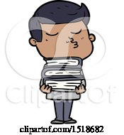 Cartoon Model Guy Pouting Holding Books