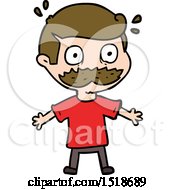 Cartoon Man With Mustache Shocked