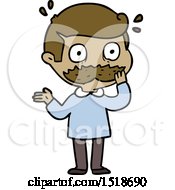 Cartoon Man With Mustache Shocked