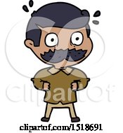 Cartoon Man With Mustache Shocked