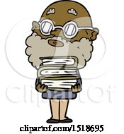 Cartoon Curious Man With Beard And Glasses