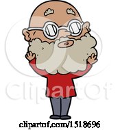 Cartoon Curious Man With Beard And Glasses