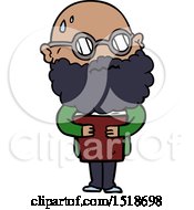 Cartoon Worried Man With Beard And Spectacles