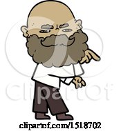 Cartoon Man With Beard Frowning And Pointing