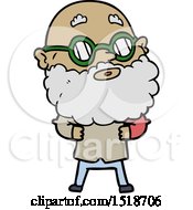 Cartoon Curious Man With Beard And Glasses