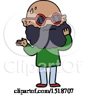 Cartoon Worried Man With Beard And Sunglasses