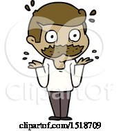 Cartoon Man With Mustache Shocked