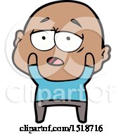 Cartoon Tired Bald Man