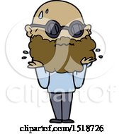 Cartoon Worried Man With Beard And Sunglasses